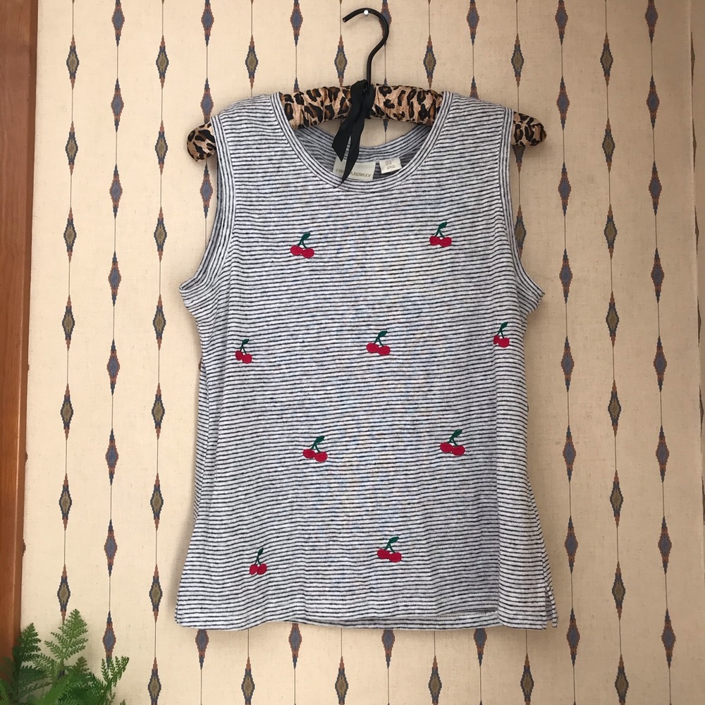 NWT Cynthia Rowley Cherry Striped Sleeveless Top